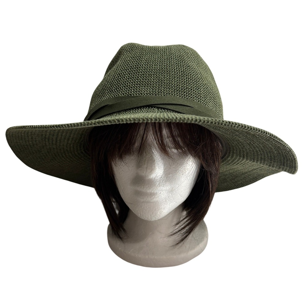 Goorin Bros Olive Green Woven Wide Brim Sun Hat Fedora Size Large